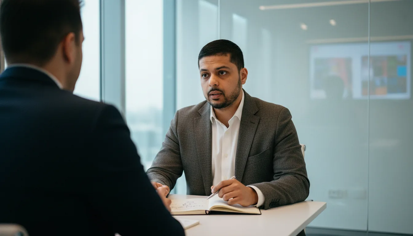Mayur Kale interviewing an engineering candidate